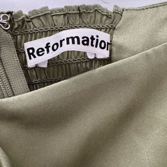 Reformation Maryanne Silk Dress in green - Picture 8 of 9